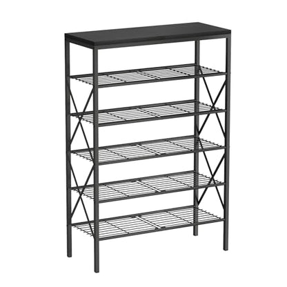 6 Tiers Shoe Rack, Large Capacity Shoe Rack Holds 32 Pairs of Shoes, Durable and Stable, Adjustable Metal Shelf Stackable Shoe Shelf for Entryway, Hallway, Living Room, Closet - color: Black, size: 27.8" x 10.8" x 39.2"