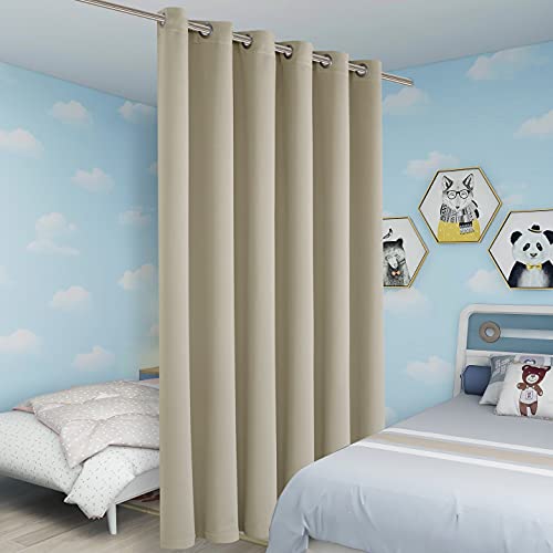 BONZER Room Divider Blackout Curtains, Wide Wall Screen Partitions | Room Darkening Noise Reducing Window Treatment Drapes for Bedroom, 84L x 70W Inch (7L x 5.8W ft), 1 Panel, Cream - color: Cream, size: 70"W x 84"L (Pack of 1)