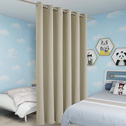 BONZER Room Divider Blackout Curtains, Wide Wall Screen Partitions | Room Darkening Noise Reducing Window Treatment Drapes for Bedroom, 84L x 70W Inch (7L x 5.8W ft), 1 Panel, Cream - color: Cream, size: 70"W x 84"L (Pack of 1)