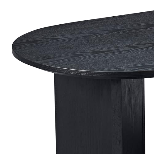 39.37'' Oval Modern Coffee Table With Sturdy Pedestal For Living Room, Bedroom, Apartment, Office, Black - color: Black, size: 39.37"x21.65"x13.78"