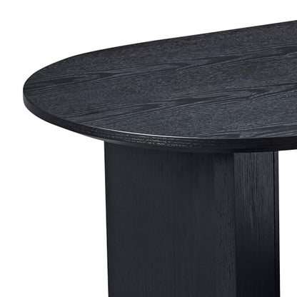 39.37'' Oval Modern Coffee Table With Sturdy Pedestal For Living Room, Bedroom, Apartment, Office, Black - color: Black, size: 39.37"x21.65"x13.78"