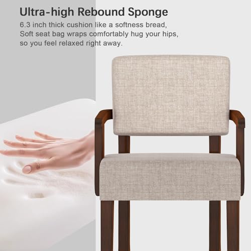 Accent Chair, Oversize Living Room Chairs with Soft Seat | Solid Wood Armchair, Comfy Reading Chair for Bedroom, Waiting Room, Home Office, Easy Assembly, Beige - color: Beige, size: Chair