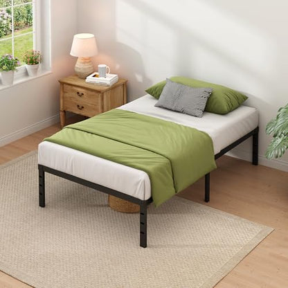 NEW JETO Metal Bed Frame,Twin Size Bed Frame with Storage Space,18 Inch | Heavy Duty Sturdy Mattress Foundation,Easy Assembly,No Box Spring Needed, Black - size: Twin, style: 18 Inch