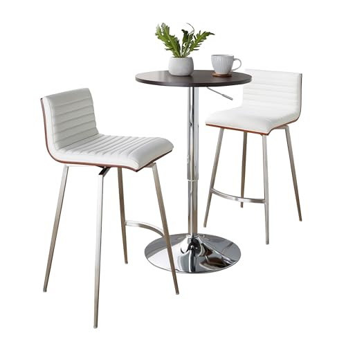 LumiSource Mason Swivel Adjustable Counter Height Dining 3 Piece Set, Pub Table and Stools, High Top Table Set for 2, Counter Table and Chairs Set of 2, Kitchen & Dining Room Sets (White) - color: White
