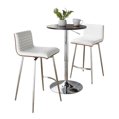 LumiSource Mason Swivel Adjustable Counter Height Dining 3 Piece Set, Pub Table and Stools, High Top Table Set for 2, Counter Table and Chairs Set of 2, Kitchen & Dining Room Sets (White) - color: White