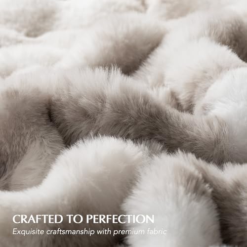 Faux Rabbit Fur Bubble Throw Blanket, 50"x60", Light Grey | Ultra Soft, Luxury Faux Rabbit Fur Throw, Thick Warm Bubble Blanket, Cozy Fluffy Reversible, for Bed, Couch, Chair, Sofa - color: Marble Grey, size: 50"x60"