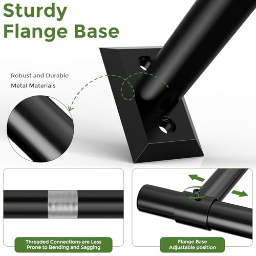 Plant Hanging Rod, 32 Inch Window Plant Hanger for Indoor Plants | Heavy Duty 1 Inch Metal Plant Rod for Window with Square Flange Base, Plant Shelves Wall Planters, Pot Not Included, Black - size: 32 Inch