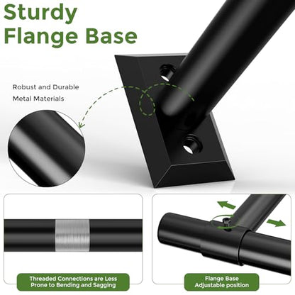 Plant Hanging Rod, 32 Inch Window Plant Hanger for Indoor Plants | Heavy Duty 1 Inch Metal Plant Rod for Window with Square Flange Base, Plant Shelves Wall Planters, Pot Not Included, Black - size: 32 Inch