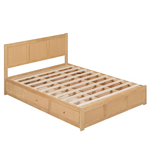 Merax Full Size Platform Bed with Underneath Storage and 2 Drawers, Wooden Lift Up Storage Bed Frame with Headboard, No Box Spring Needed