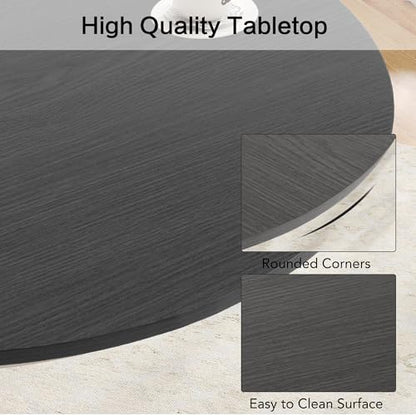 Round Dining Table, 23.6" Kitchen Dining Table with Thickened Tabletop and Metal Pedestal,Mid Century Modern Bistro Table for Dining Room,Small Places, Living Room,Cafe (Gray) - color: Grey