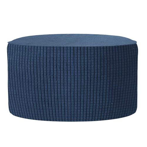 uxcell Ottomen Cover Round, Jacquard Ottomen Slipcover with Elastic Bottom Fit 76cm-104cm /29.9"-40.9" Diameter, Stretchable Footrest Stool Covers for Furniture Protector, Navy Blue - color: Navy Blue, size: 76cm-104cm/29.9"-40.9"