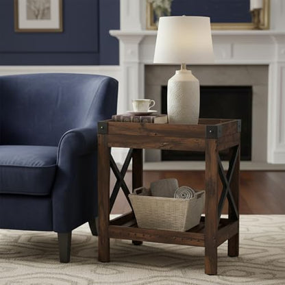 Narrow Side Table, Slim End Table,Sofa Side Table, End Table Nightstand for Bedroom, Living Room, Small Spaces - color: Rustic Brown, style: Farmhouse