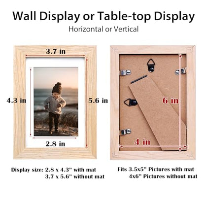 4x6 Frame Natural, Solid Wood 4 x 6 Picture Frame with Acrylic Plexiglass for 3.5x5 with Mat, Tabletop and Wall Display Photo Frames 4x6 Natural, 4 Pack - color: Natural, size: 4x6