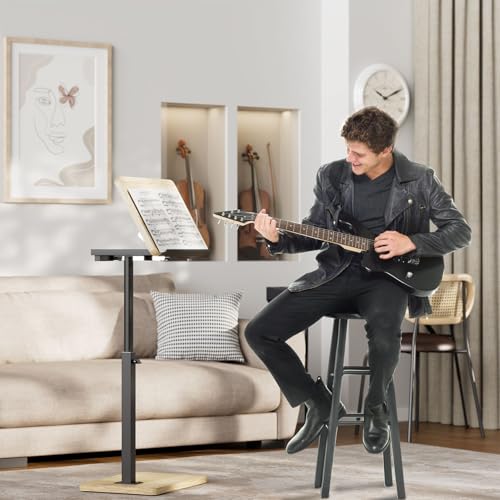 IBUYKE C Shaped Side Table, Angle Adjustable, 360° Swivel Height Adjustable End Table for Small Spaces, for Phone Computer & Tablet, Modern Small Coffee Snack Table for Sofa/Bed, Natural UTVT004R | 360° Swivel Height Adjustable,Side End Table for Small Sp