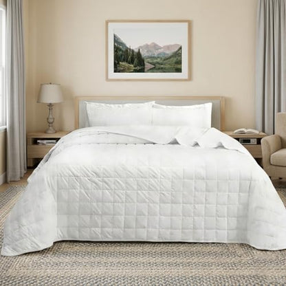 Velvet Quilt Oversized King Size, Luxury Soft Bedding Set, Lightweight Cozy Warm Quilted 3-Piece Velvet Coverlet Bedspread Sets with 2 Pillow Shams for All Season White - color: White, size: Oversized King(120"x120")