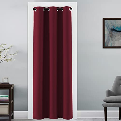 H.VERSAILTEX Christmas Doorway Curtain Blackout Door Curtain Room Divider Window Treatment Curtain for Bedroom Thermal Insulated Privacy Drape Soundproof Grommet, 42 x 80 inches, 1 Panel, Burgundy - color: Burgundy Red, size: 42"W x 80"L (Pack of 1)