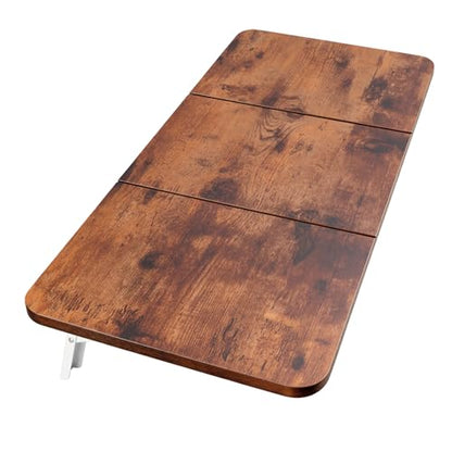 Neoaider Wall Mounted Folding Desk 35.4” x 15.7”, Brown | Drop Down Table with Metal Collapsible Brackets, Folding Wall Table for Small Spaces, Home, Office, Kitchen, Laundry Room - color: Brown, size: 35.4" x 15.7"