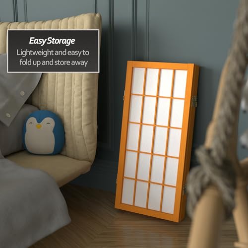 2 ft. Short Desktop Window Pane Shoji Screen - Honey - 4 Panels - color: Honey, size: 4 Panel