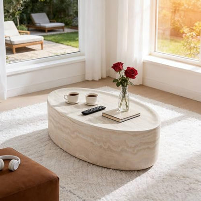 43.7''Oval Faux Marble Coffee Table, Modern Fiberglass Cocktail Table - color: 43.7'' Mars Pattern