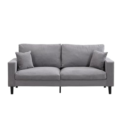 74" Light Gray Three Seater Sofa Couch, High Resilience Upholstered Comfy Couch with 2 Pillows Sturdy Wood Frame Space Saving Modern Sofa Living Room Bedroom Apartment Small Space (Light Gray 3 Seat) - color: Light Gray, size: 3 Seat