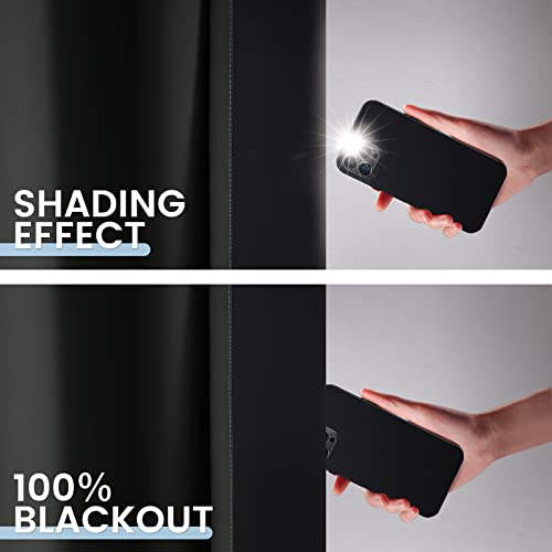 SimpleHome 100% Blackout Ombre Bedroom Curtains Black and Greyish White,63L | Room Darkening Curtains,Thermal Insulated Grommet Window Drapes and Curtains for Living Room,2 Panels, 42x63 inches Length - color: Black With Black Back, size: 42"W x 63"L (Pac