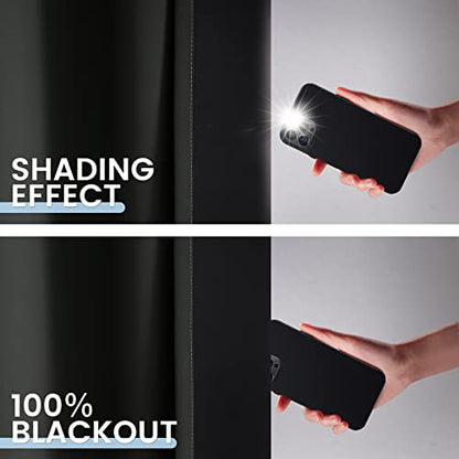 SimpleHome 100% Blackout Ombre Bedroom Curtains Black and Greyish White,63L | Room Darkening Curtains,Thermal Insulated Grommet Window Drapes and Curtains for Living Room,2 Panels, 42x63 inches Length - color: Black With Black Back, size: 42"W x 63"L (Pac