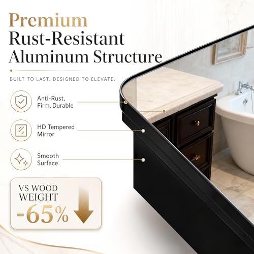 16x24 Black Medicine Cabinet with Mirror, Recessed & Surface Mount | Bathroom mirror with storage: 6 adjustable shelves fit tall bottles; DTC soft-close hinges; rust-resistant aluminum - size: 16" x 24"