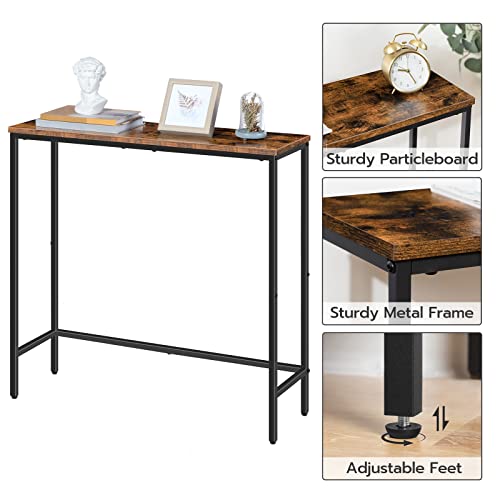 HOOBRO Narrow Console Table, 29.5" Small Entryway Table, Thin Sofa Side Display Table, for Hallway, Bedroom, Living Room, Foyer, Rustic Brown and Black BF75XG01 - color: Rustic Brown + Black