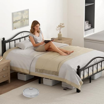 Metal Full Size Bed Frames with Headboard & Footboard | Noise-Free Design, 12“ Underbed Storage, Heavy Duty Metal, No Box Spring Needed, Tool-Free Assembly - color: Full -Black