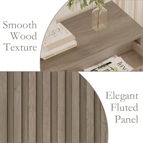 Console Table with Storage, 47In Entryway Table with Drawers, Grey Couch Tables Behind Sofa, Narrow Sofa Tables with 2-Tier Shelf for Living Room, Hallway, Front Door, Greige Oak - color: Greige Oak
