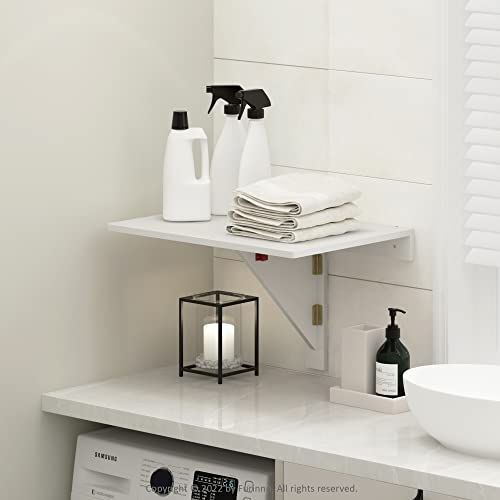 Furinno Hermite Wall Mounting Folding Table, White - color: White