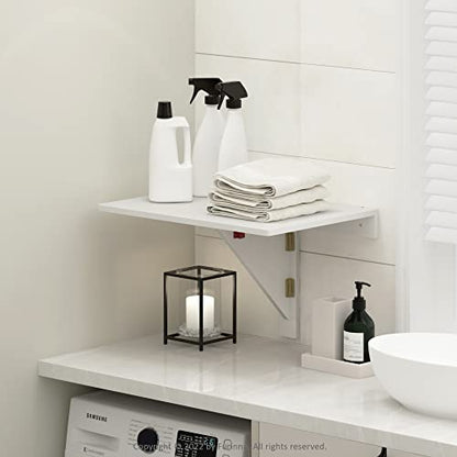 Furinno Hermite Wall Mounting Folding Table, White - color: White