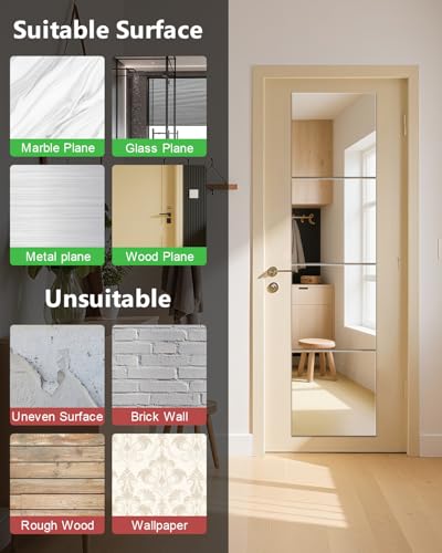 Full Length Wall Mirror Tiles, 12'' x 14'' x 4PCS, Acrylic Unbreakable Full Body Mirror for Bedroom Squares Shatterproof Mirror Sheets Wall Mounted for Home Gym Door - size: 12x14Inchx4Pack