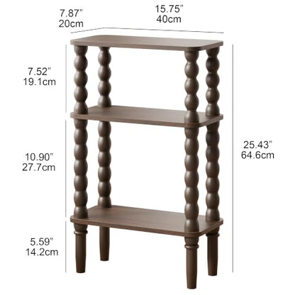Veegle Side Table, Small End Table with Storage Shelf, 3-Tier Small Coffee Tables for Living Room Bedroom Narrow Spaces(Walnut Brown) - color: Walnut Brown-3 Tier Shelf