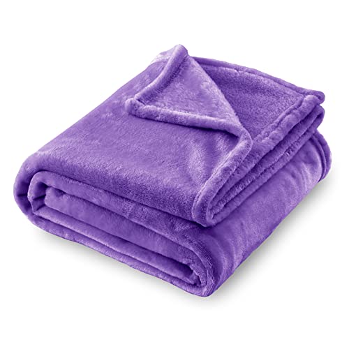 Flannel Fleece Blanket Throw Size, Purple, 50x60 inches | All Season Lightweight Super Soft Cozy Blanket for Bed or Couch - color: Purple, size: 50"×60"