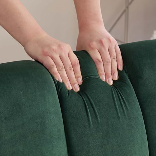 Velvet Slipper Chair, Armless Upholstered Accent Chair with Black Metal Legs, Modern Lounge Chair for Living Room, Bedroom, Office & Reading Nook (Green+Metal) - color: Green+metal
