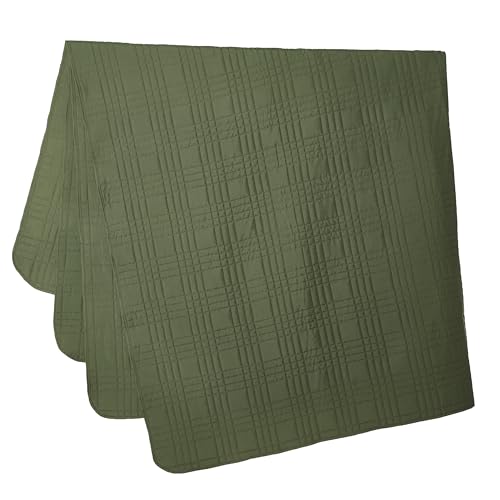 Chezmoi Collection Kingston King Size Bedspread Set, 3-Piece Olive Green Oversized Quilted Microfiber Lightweight Bedspread Coverlet (118"x106") for All Seasons - color: Olive Green, size: King