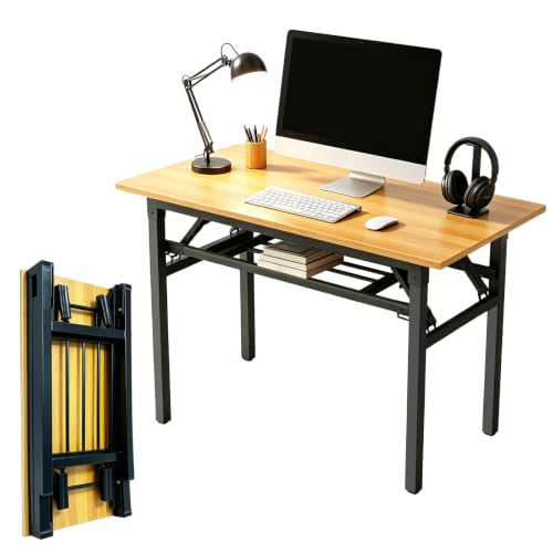 Folding Computer Desk, 31IN Double-Layer Foldable Portable Table | Foldable Portable Table, Compact Design, For Small Spaces, Bedroom/Apartment/Dorm