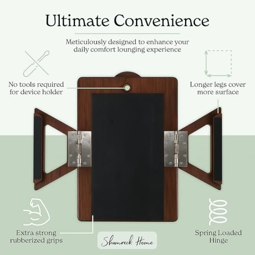Bamboo Couch Arm Table with Device Holder, Clip On Tray. for TV Dinners, Remotes, Drinks, Snacks and Small Spaces (Rectangular with Device Holder, Brown, Regular 13.75 x 9.5) - color: Brown, size: Regular 13.75 x 9.5", style: Bamboo Rectangular with Devic
