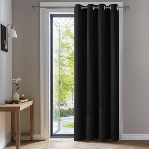 Deconovo Blackout Curtain for Living Room 95 Inches Long, Door Curtain | Closet Drape 1 Panel, Room Darkening, Thermal Insulated, Grommet, Window Drape, for Bedroom Closet, Black, 42 x 95 Inch - color: Black, size: 42"W x 95"L (Pack of 1)