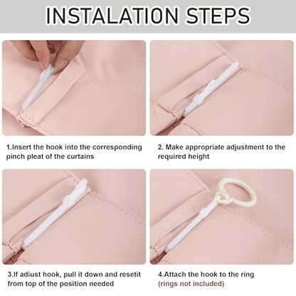 Baby Pink Pinch Pleated Blackout Curtains with Hooks - 78 inch Length Room Darkening Thermal Insulated Window Curtain Drapes for Living Room Bedroom Set of 2 Panels 40" Wx78 L - color: Baby Pink, size: 40"W x 78"L (Pack of 2)