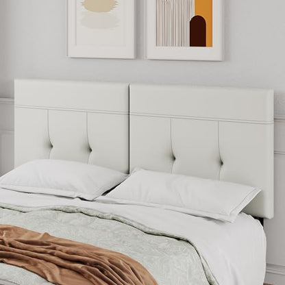 Upholstered Tufted King Size Headboard,PU Leather Wood Head Board with Metal Legs, Adjustable Height from 42” to 56”, Bed Headboard in Modern Design,Backboard for Bed, Beige - color: Beige, size: King
