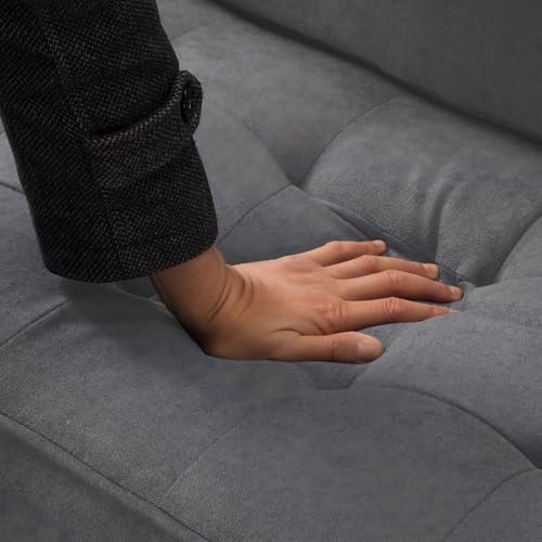 Modern Fabric Loveseat Sofa,2-Seater Small Couch Love Seat with Thick Cushion,65" Cozy Deep Seat Couches for Living Room Compact Home Office (Grey) - color: Grey
