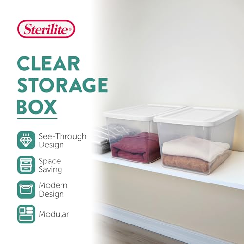 Sterilite Storage Box, Stackable Clear Plastic Bins, 20 Quart, 24-Pack | Heavy-Duty Organizing Containers with Snap-On Lids for Closet, Bathroom, and Office - size: 20 Qt, style: 24 Pack