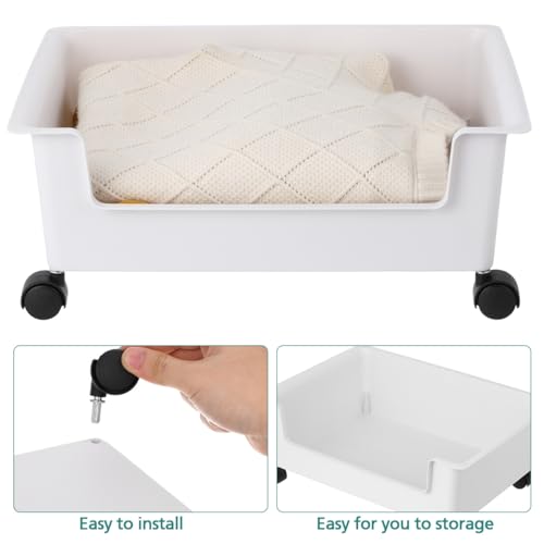 Under Bed Storage with Wheels Desktop Book Storage Bin for Home Office School Dormitory 6.12X11.08X6.12 Inches