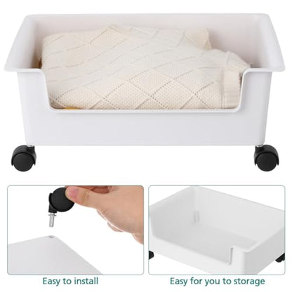 Under Bed Storage with Wheels Desktop Book Storage Bin for Home Office School Dormitory 6.12X11.08X6.12 Inches