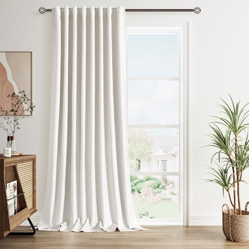 Cream 100% Blackout Linen Curtains 96 Inches Long for Bedroom Back Tab Thermal Insulated Modern Farmhouse Decor Black Out Curtain for Living Room Dining Room Neutral Drapes 60x96, 1 Panels - color: Natural, size: 60"W x 96"L (Pack of 1)