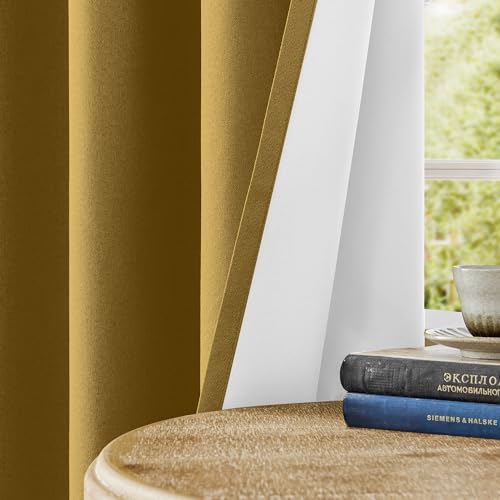 ChrisDowa Golden Brown Blackout Curtains 45 Inches Long 2 Panels for Bedroom - color: Gold Brown, size: 52"W x 45"L (Pack of 2)