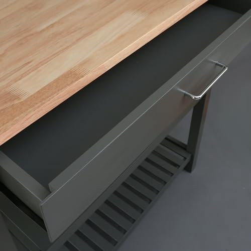 Casual Home Kitchen Island with Solid American Hardwood Top, Slate Gray, 40" W (373-932) - color: Slate Gray