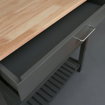 Casual Home Kitchen Island with Solid American Hardwood Top, Slate Gray, 40" W (373-932) - color: Slate Gray